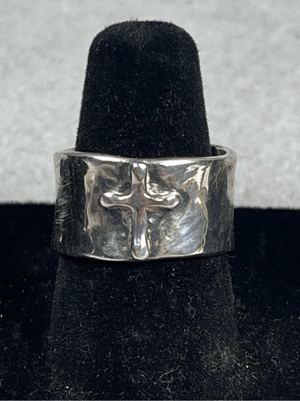 Vintage Sterling Silver 925 Christian Cross Unisex Statement Ring Size 7